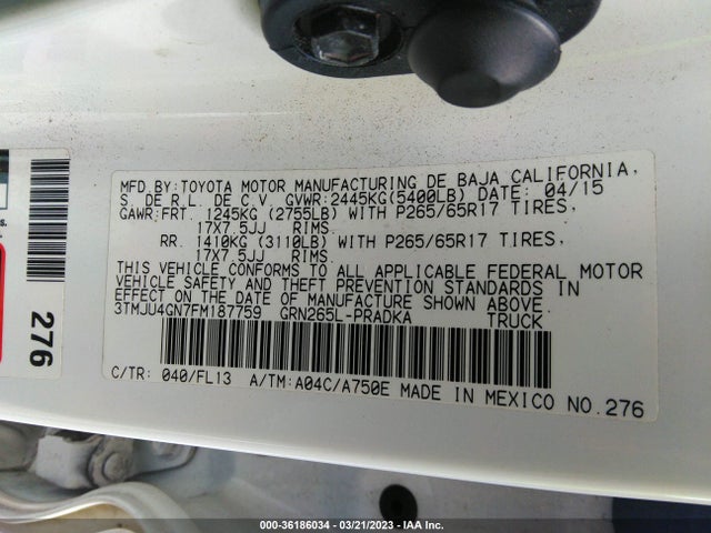 Toyota Tacoma Prerunner 2015 3TMJU4GN7FM187759 Image 11