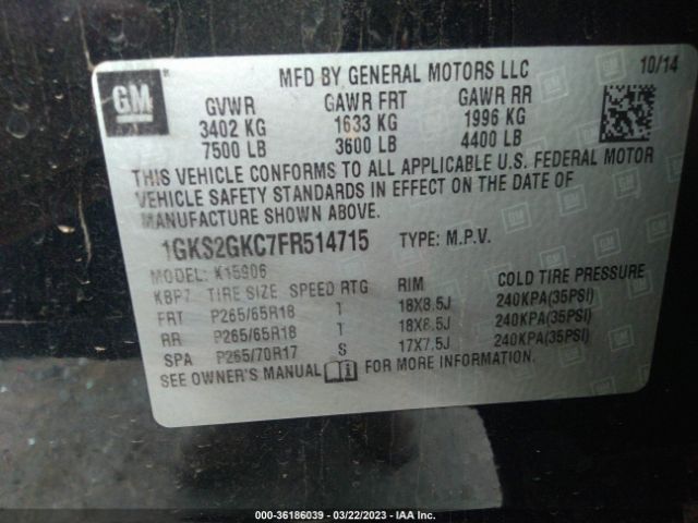 1GKS2GKC7FR514715 GMC Yukon Xl Sle