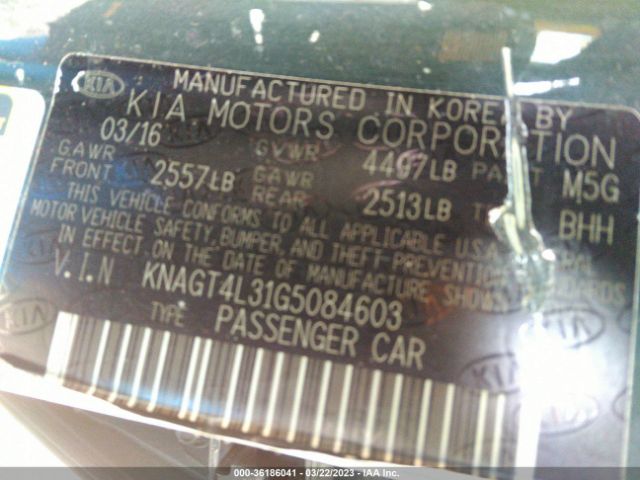 KNAGT4L31G5084603 KIA Optima Lx