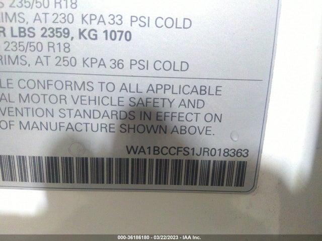 WA1BCCFS1JR018363 Audi Q3 Premium/sport Premium