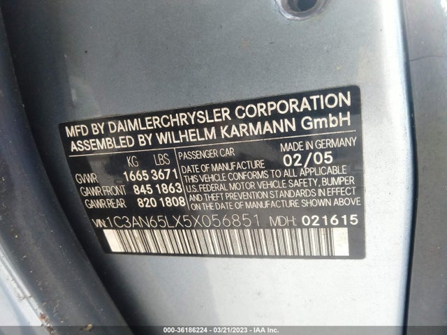 Chrysler Crossfire Limited 2005 1C3AN65LX5X056851 Image 10
