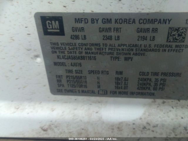 KL4CJASB5KB811616 Buick Encore Preferred