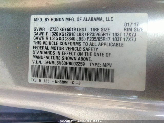 Honda Odyssey Ex-l 2017 5FNRL5H63HB002259 Image 9