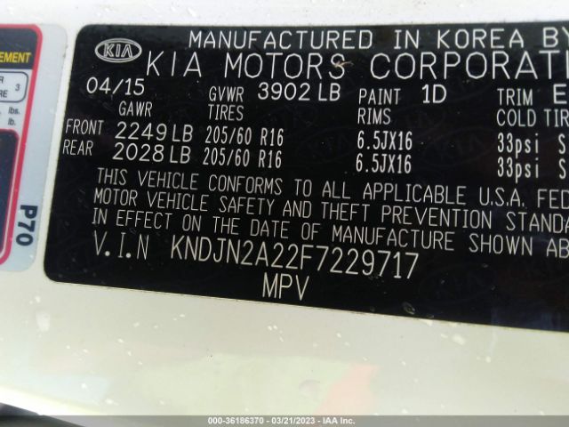 KNDJN2A22F7229717 KIA Soul Base
