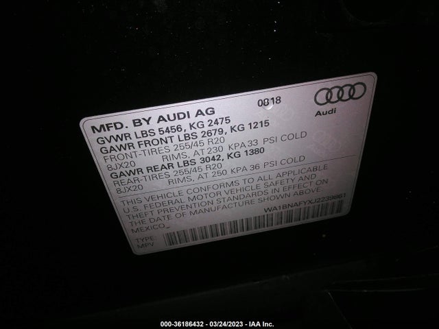 WA1BNAFYXJ2239861 Audi Q5 Premium Plus