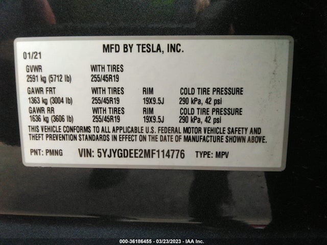 Tesla Model Y Long Range 2021 5YJYGDEE2MF114776 Image 11