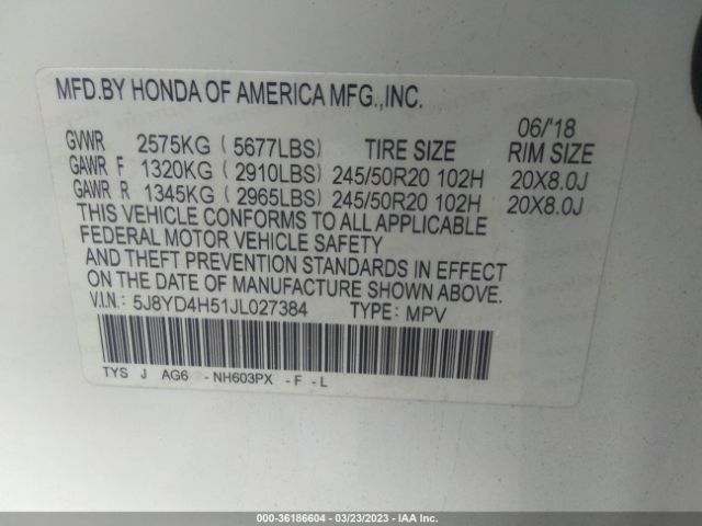 5J8YD4H51JL027384 Acura Mdx W/technology Pkg