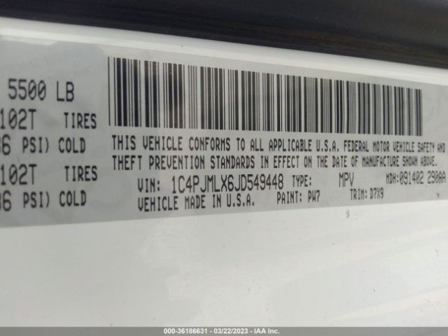 1C4PJMLX6JD549448 Jeep Cherokee Latitude Plus