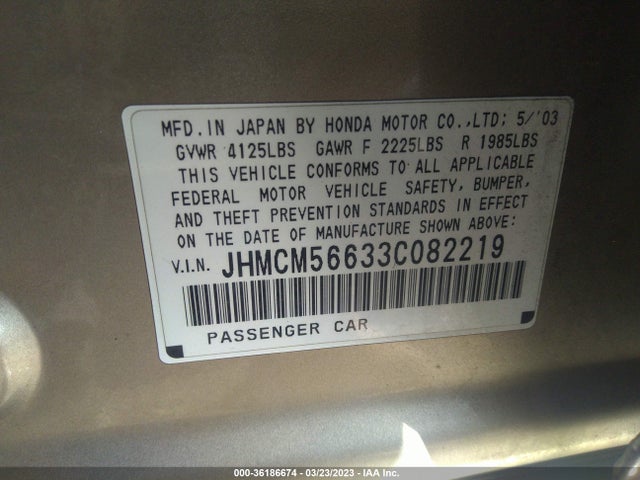 2003 HONDA ACCORD SDN EX VIN: JHMCM56633C082219