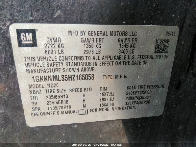 1GKKNMLS5HZ165858 GMC ACADIA SLT