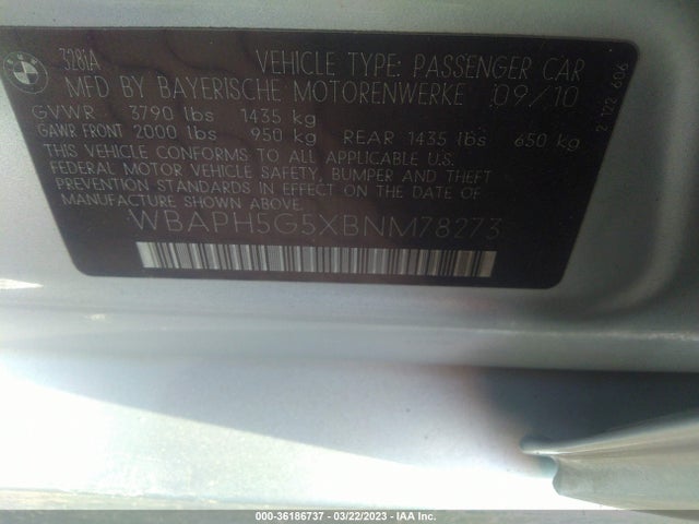 BMW 3 Series 328i 2011 WBAPH5G5XBNM78273 Image 10