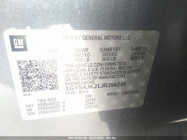 1GYS4JKJ1JR396245 Cadillac Escalade Esv Premium Luxury