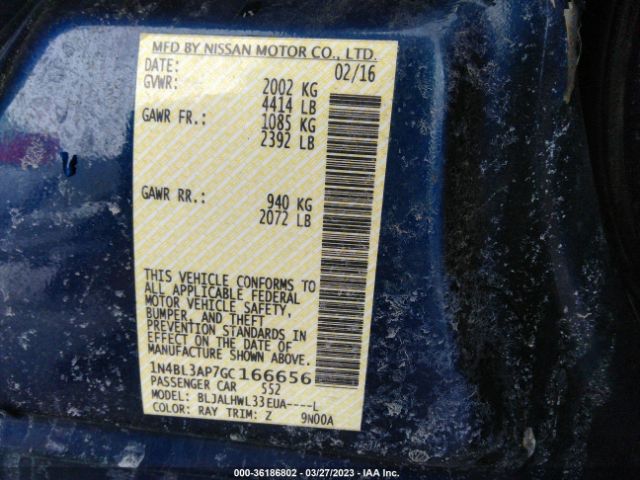 1N4BL3AP7GC166656 Nissan Altima 3.5 Sr