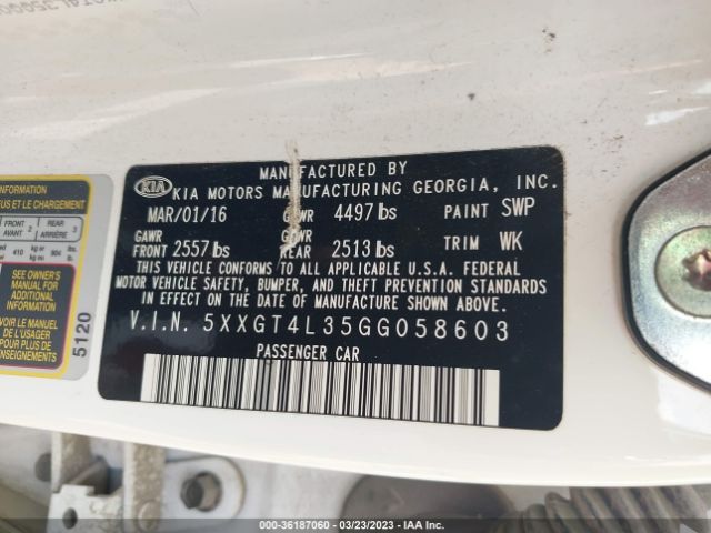 5XXGT4L35GG058603 KIA Optima Lx