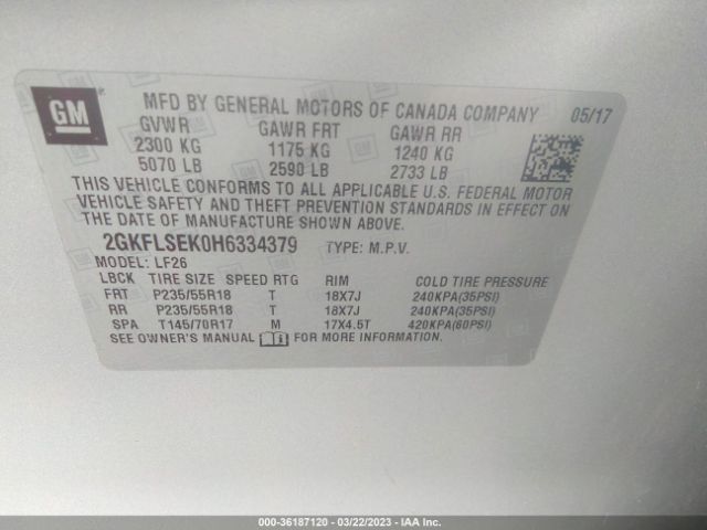 2GKFLSEK0H6334379 GMC Terrain Sle