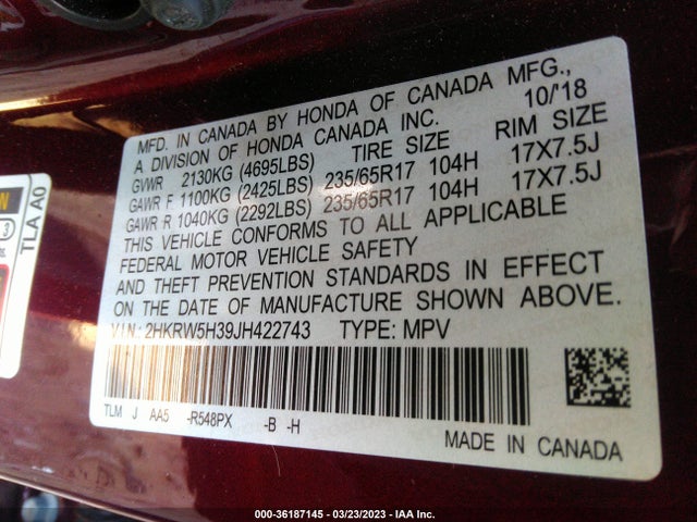 Honda CR-V LX 2018 2HKRW5H39JH422743 Image 9