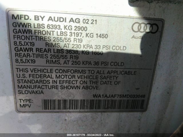 WA1AJAF75MD033046 Audi Q7 Premium 45 Tfsi Quattro Tiptronic
