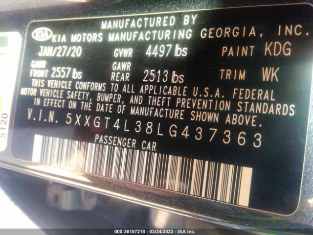 5XXGT4L38LG437363 KIA Optima Lx