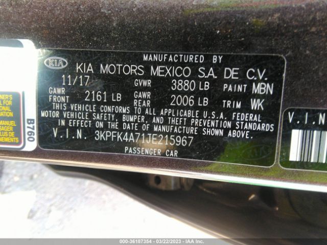 3KPFK4A71JE215967 KIA FORTE LX