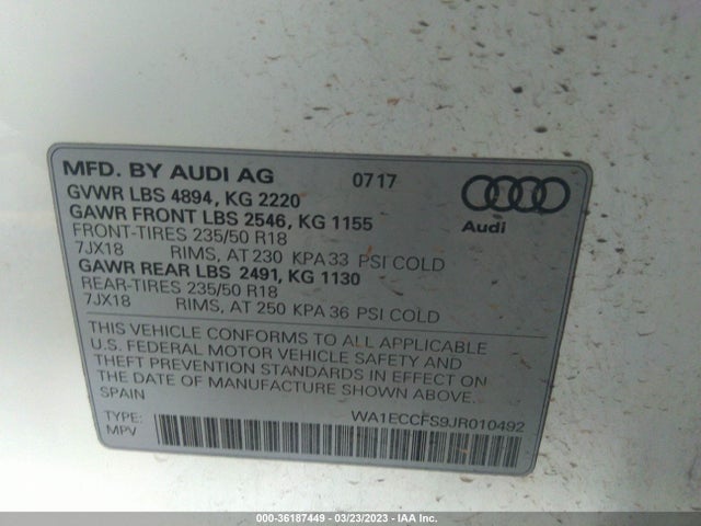 WA1ECCFS9JR010492 Audi Q3 Premium/sport Premium