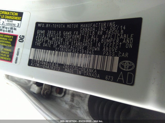 Toyota Corolla L/le/s/s Plus/le Plus 2014 2T1BURHEXEC191845 Image 10