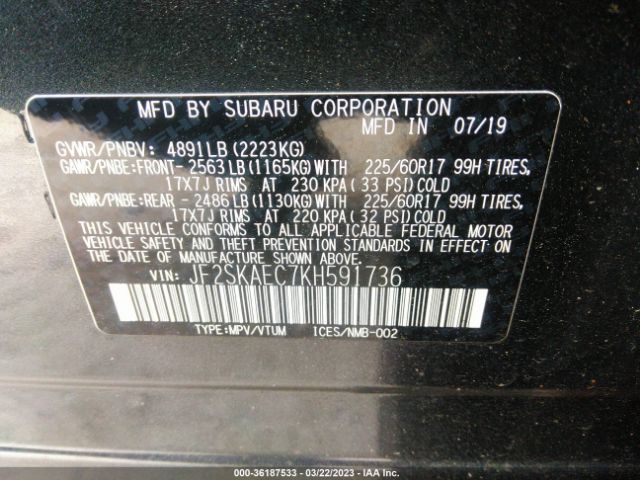 JF2SKAEC7KH591736 Subaru Forester Premium