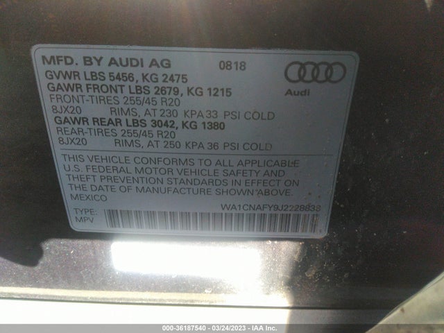 WA1CNAFY9J2228838 Audi Q5 Prestige/tech Prestige