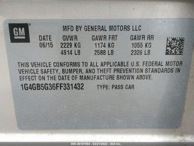 1G4GB5G36FF331432 Buick Lacrosse Leather