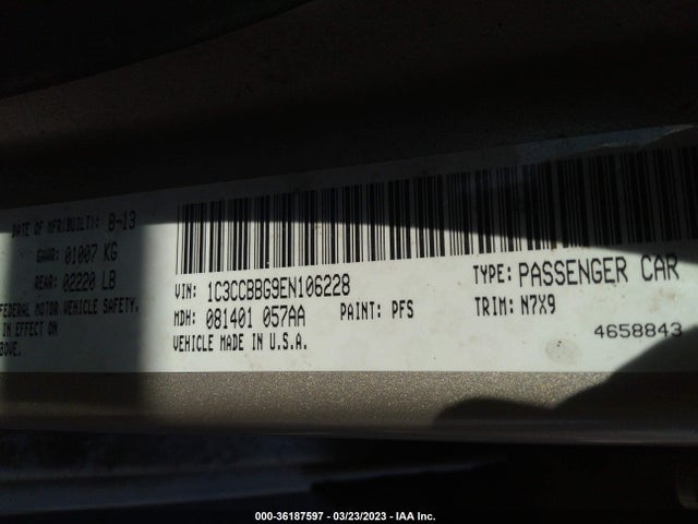 1C3CCBBG9EN106228 Chrysler 200 Touring