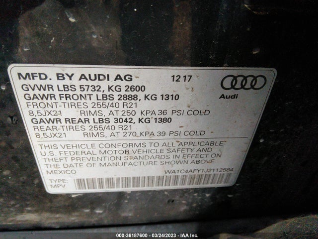 WA1C4AFY1J2112584 Audi Sq5 Prestige