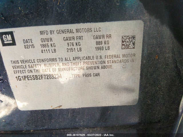 Chevrolet CRUZE LT 2015 1G1PE5SB2F7203234 Image 9