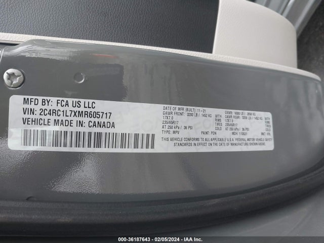 2C4RC1L7XMR605717 Chrysler Pacifica Hybrid Touring L