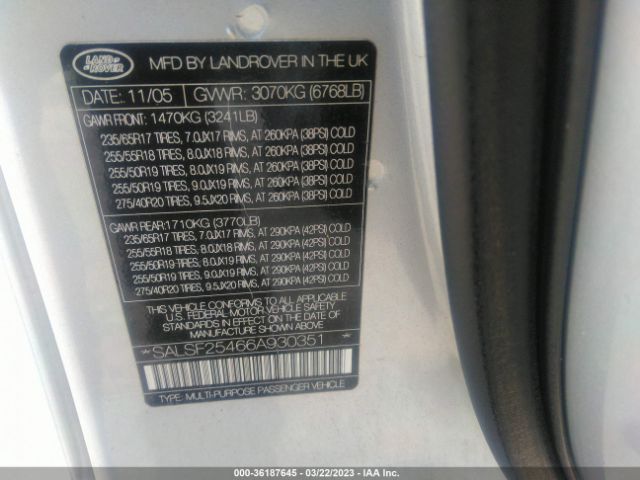 SALSF25466A930351 Land Rover Range Rover Sport Hse