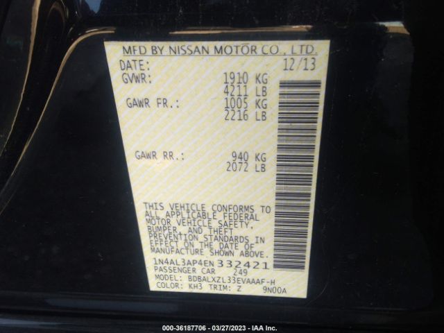1N4AL3AP4EN332421 Nissan Altima 2.5 Sl