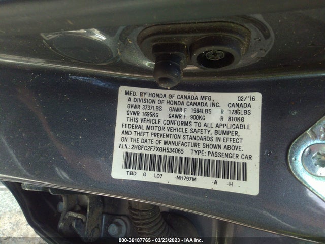 Honda Civic Sedan Ex 2016 2HGFC2F7XGH534065 Image 9