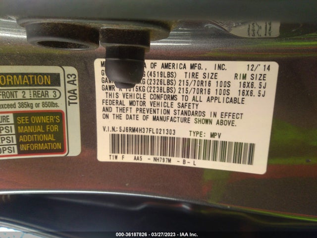 Honda CR-V LX 2015 5J6RM4H37FL021303 Image 9