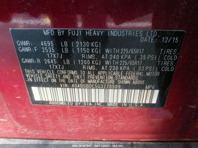 4S4BSBDC5G3270509 Subaru Outback 2.5i Premium