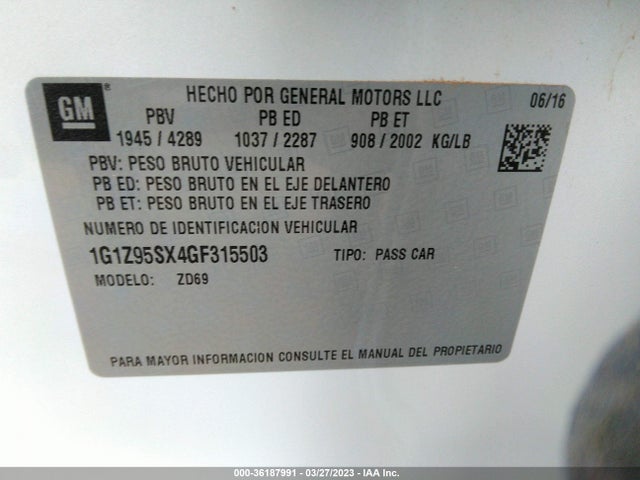 1G1Z95SX4GF315503 Chevrolet Malibu