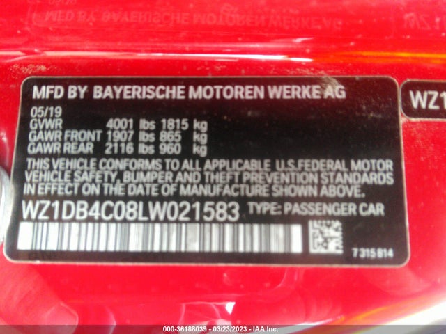 2020 Toyota Supra, VIN: WZ1DB4C08LW021583