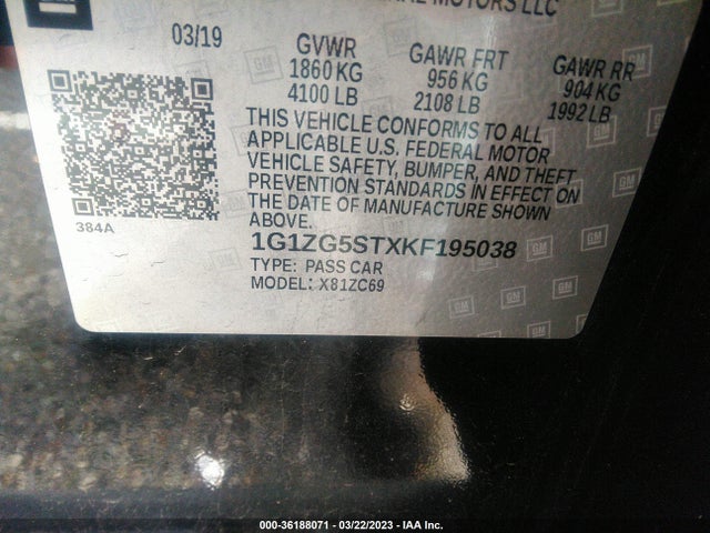 Chevrolet MALIBU RS 2019 1G1ZG5STXKF195038 Image 9