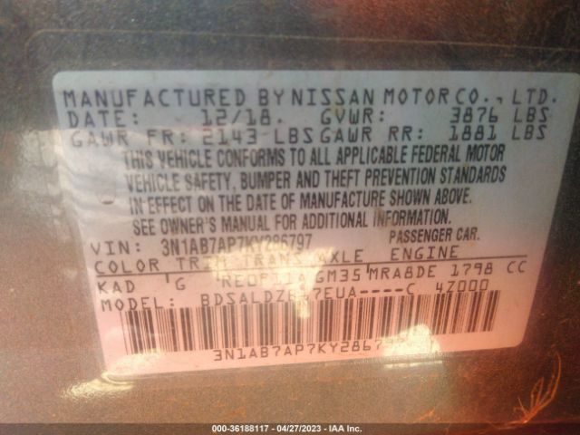 3N1AB7AP7KY286797 Nissan SENTRA SV