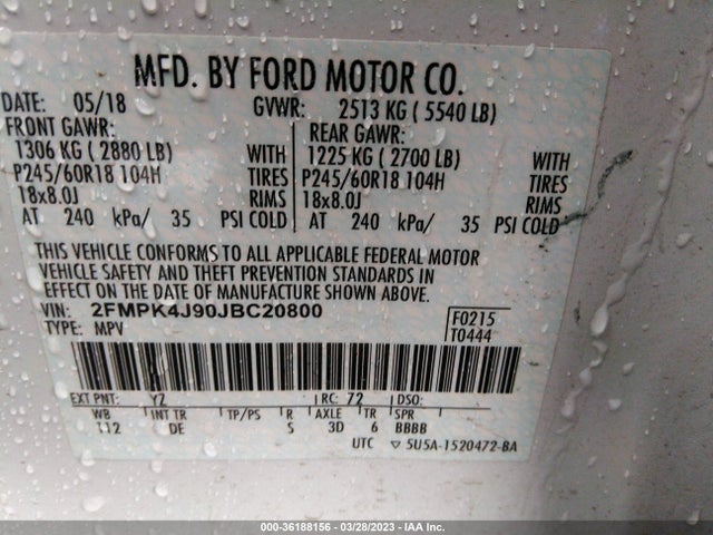 Ford EDGE SEL 2018 2FMPK4J90JBC20800 Image 11