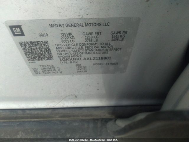 1GKKNKLAXLZ118801 GMC ACADIA SLE