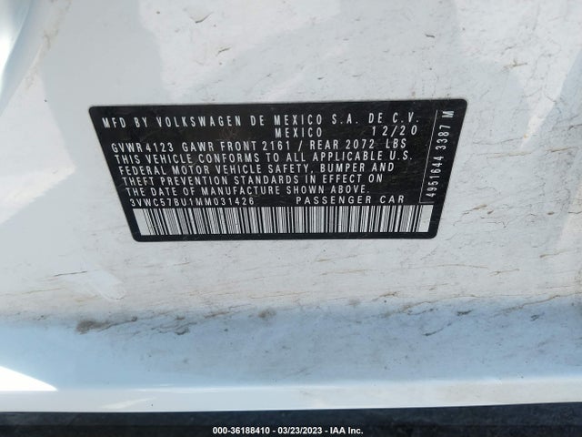 3VWC57BU1MM031426 Volkswagen Jetta S/se/r-line