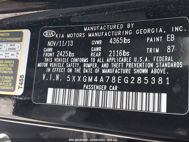 KIA Optima Lx 2014 5XXGM4A78EG285381 Image 10