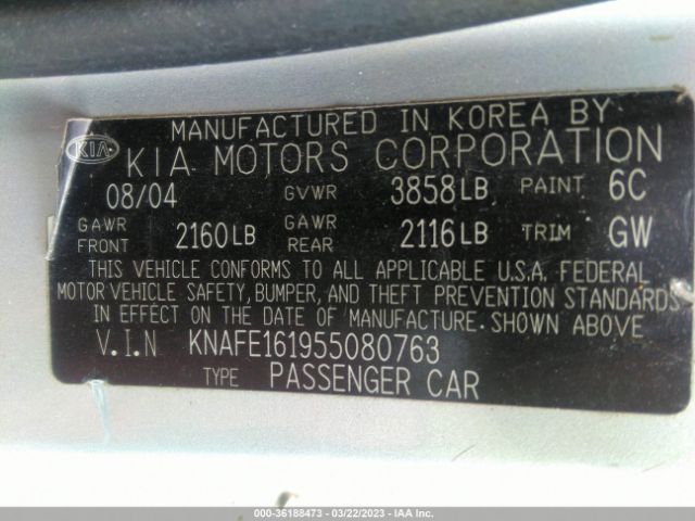 KNAFE161955080763 KIA Spectra