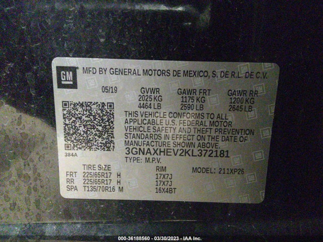 Chevrolet EQUINOX LS 2019 3GNAXHEV2KL372181 Image 9