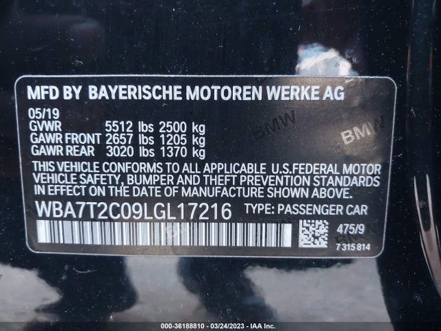 BMW 7 Series 740i 2020 аукцион фото
