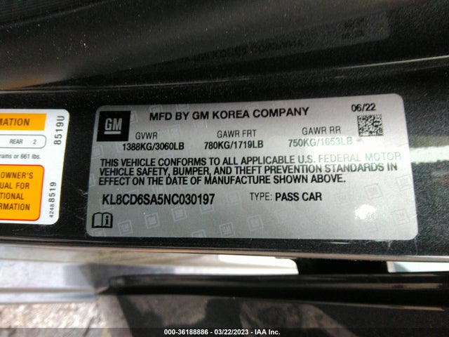 Chevrolet SPARK 1LT 2022 KL8CD6SA5NC030197 Image 9