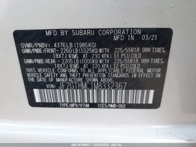 JF2GTHMC1M8332367 Subaru Crosstrek Limited